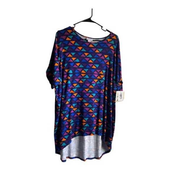 LuLaRoe Size XS Blue Geometric Irma Top - Picture 2 of 11